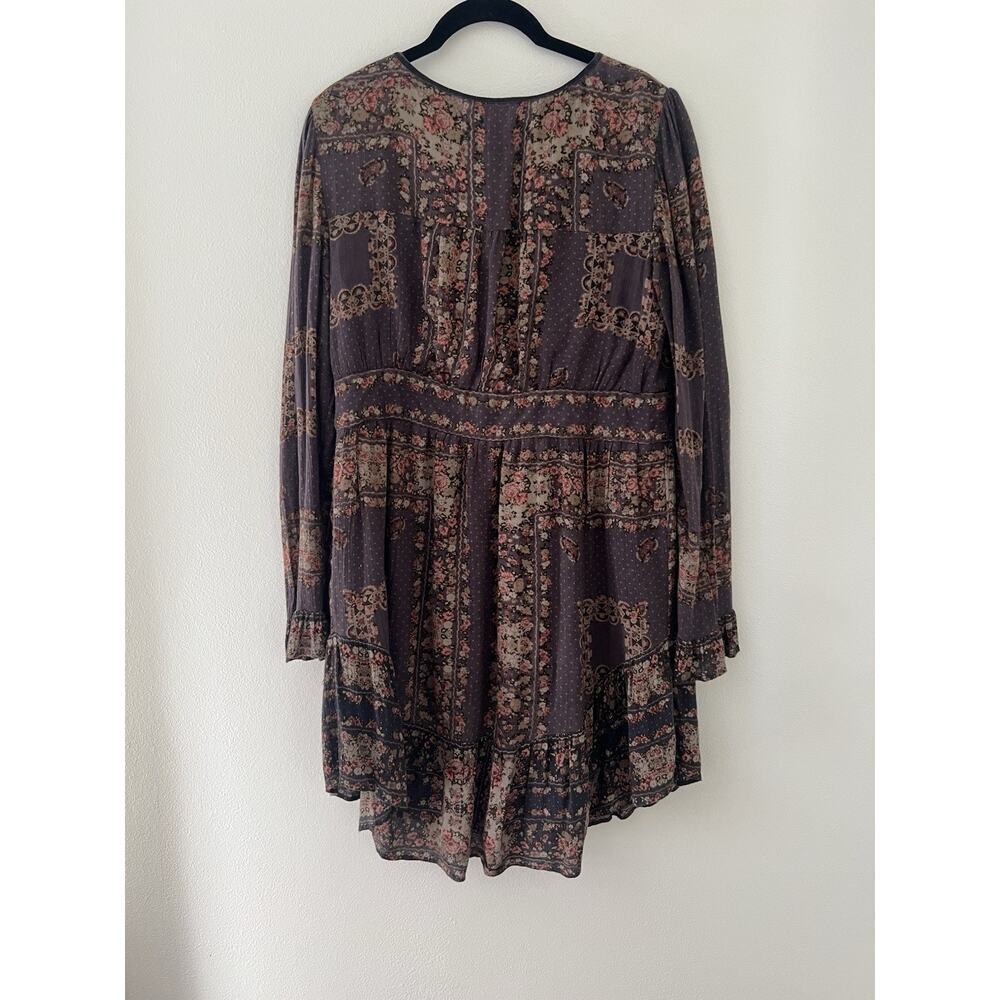 Free People Bridgette Dark Floral Mini Dress Velvet Size M Twee Dark Romantic - Picture 2 of 9